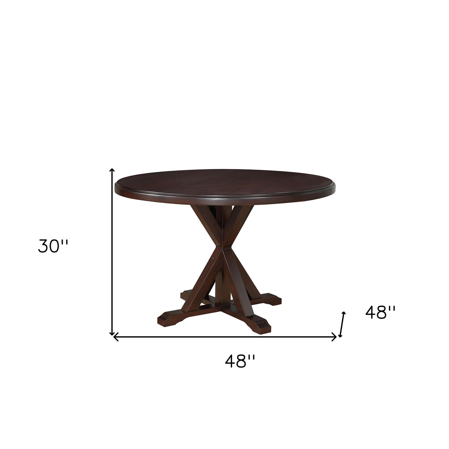 48" Espresso Rounded Solid Manufactured Wood Pedestal Base Dining Table