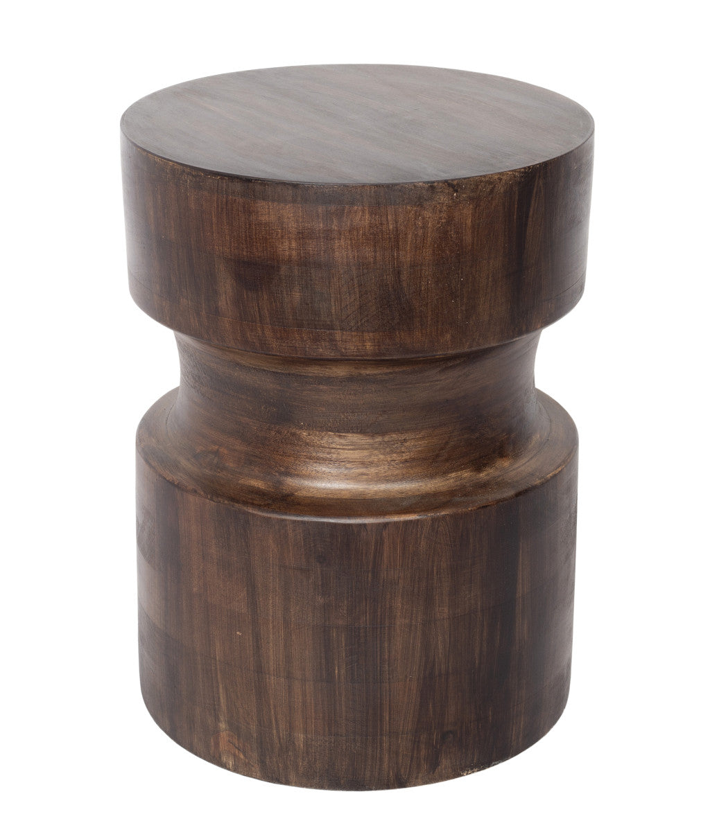 16" Brown Solid Wood Round End Table