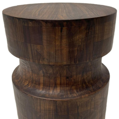 16" Brown Solid Wood Round End Table