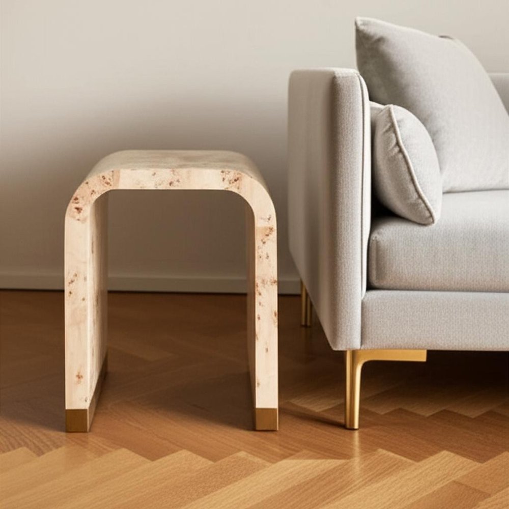 25" Beige Solid and Manufactured Wood End Table