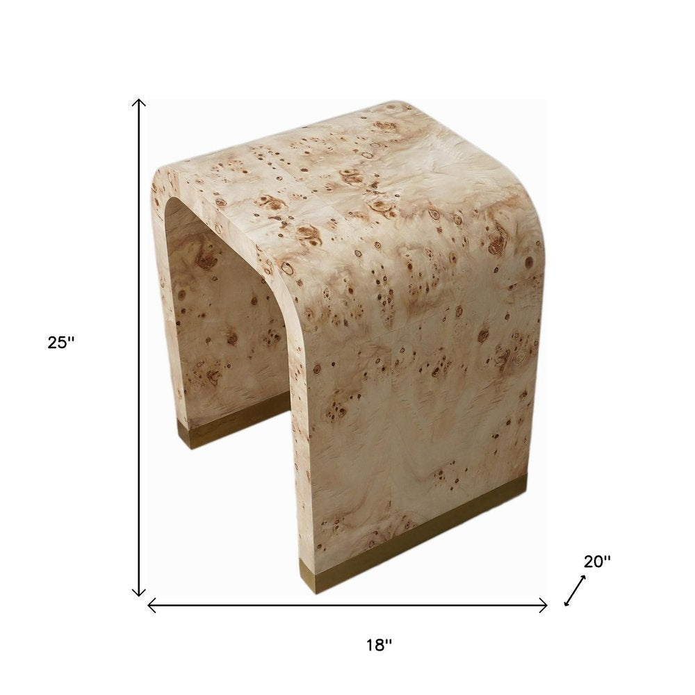 25" Beige Solid and Manufactured Wood End Table