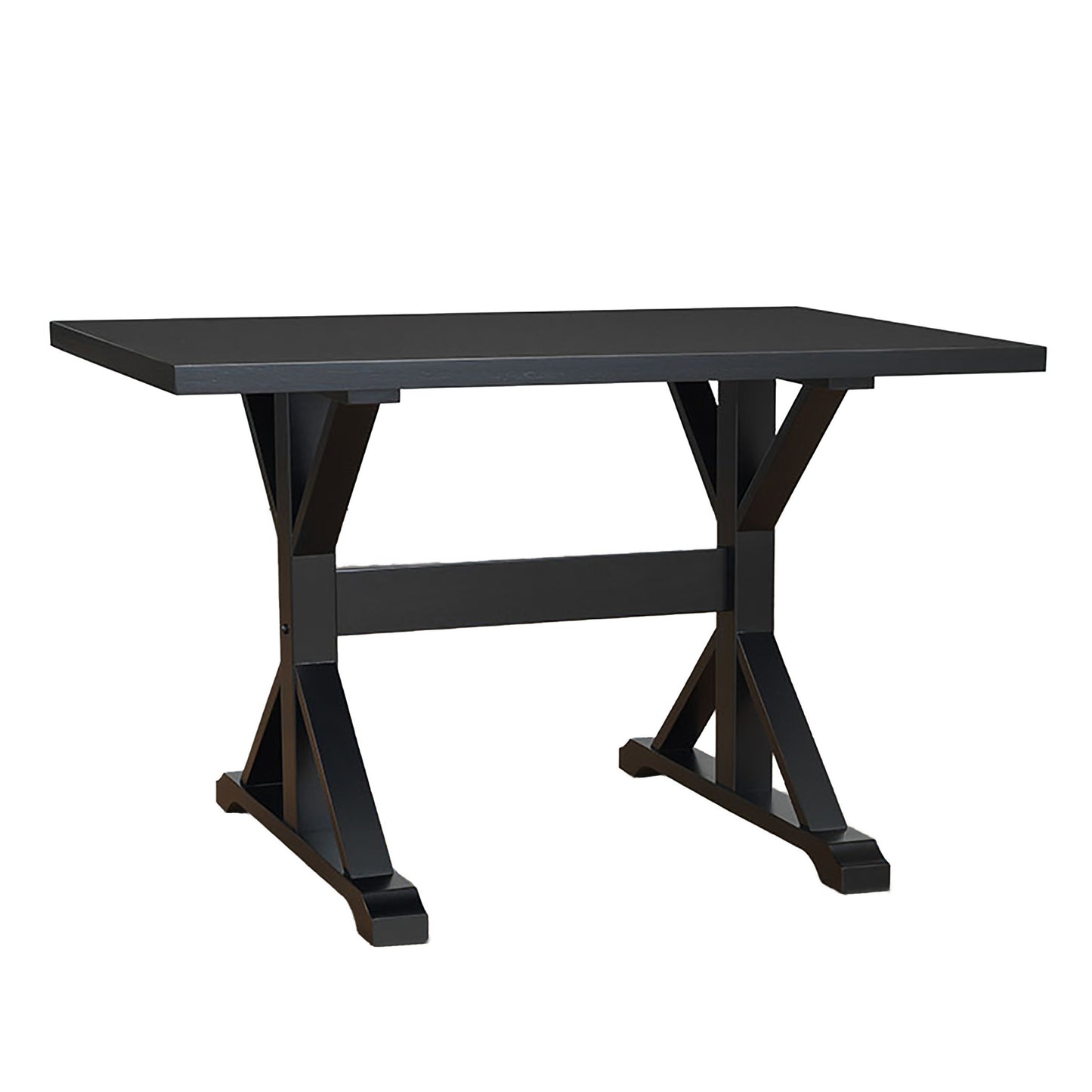 48" Black Solid Wood Trestle Base Dining Table