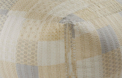 48" Cream Cotton Patchwork Pouf Ottoman