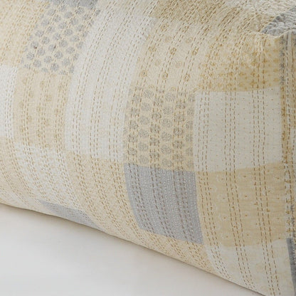 48" Cream Cotton Patchwork Pouf Ottoman