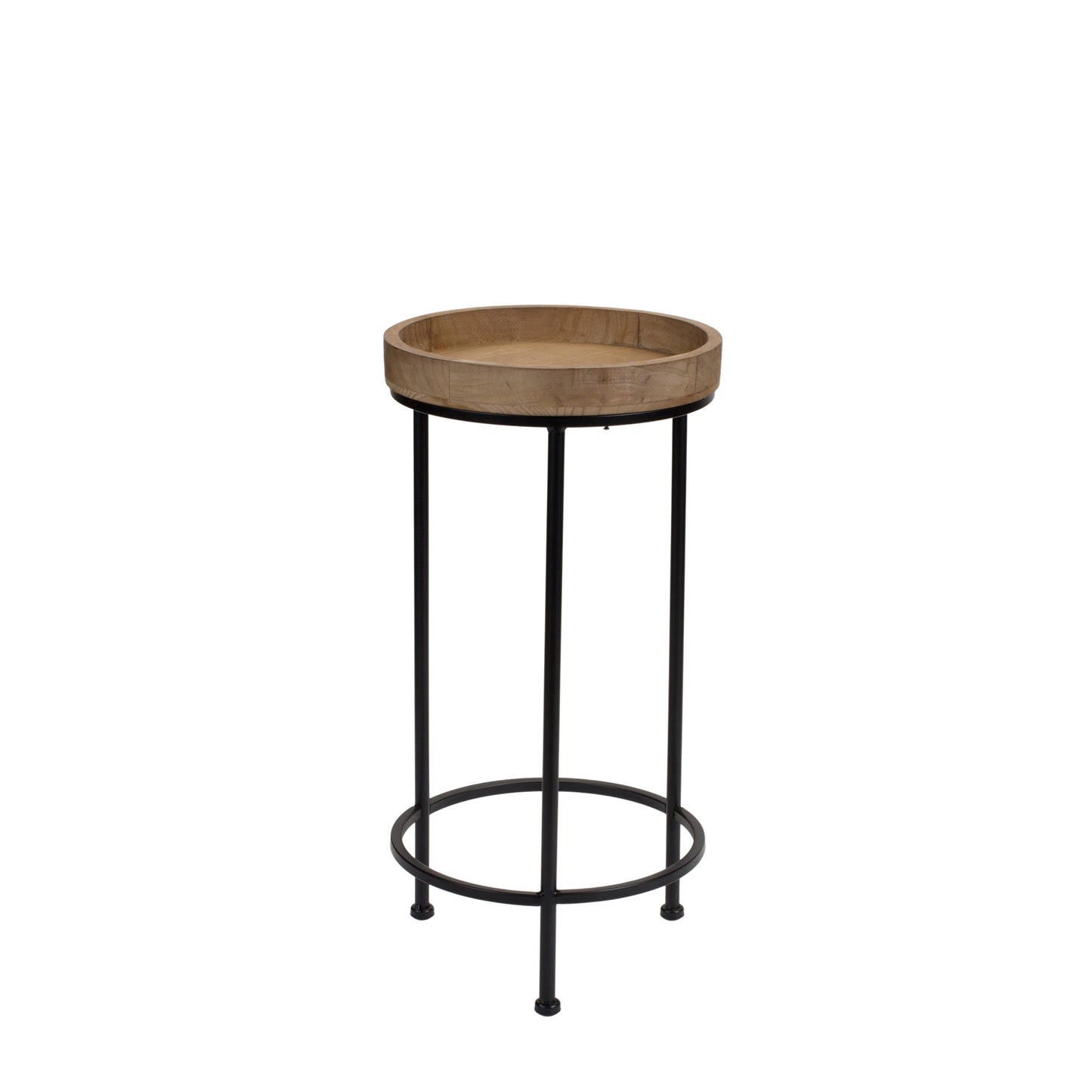 Set of Three 29" Black And Brown Round End Tables