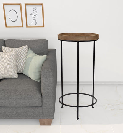 Set of Three 29" Black And Brown Round End Tables