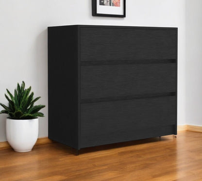 33" Black Wood Three Drawer Dresser