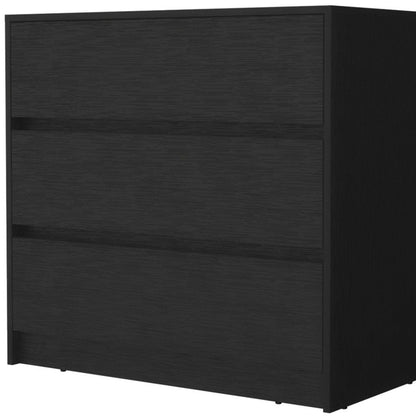 33" Black Wood Three Drawer Dresser
