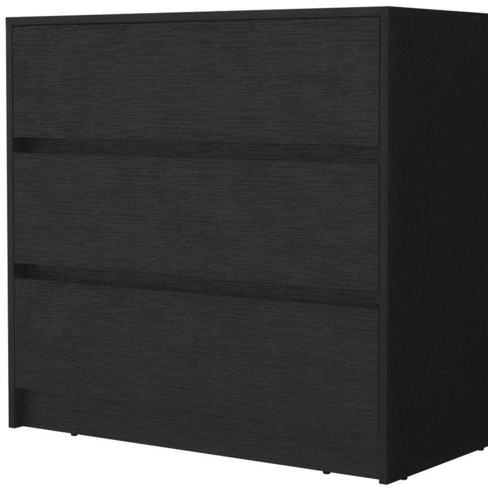 33" Black Wood Three Drawer Dresser