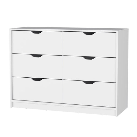 42" White Six Drawer Dresser