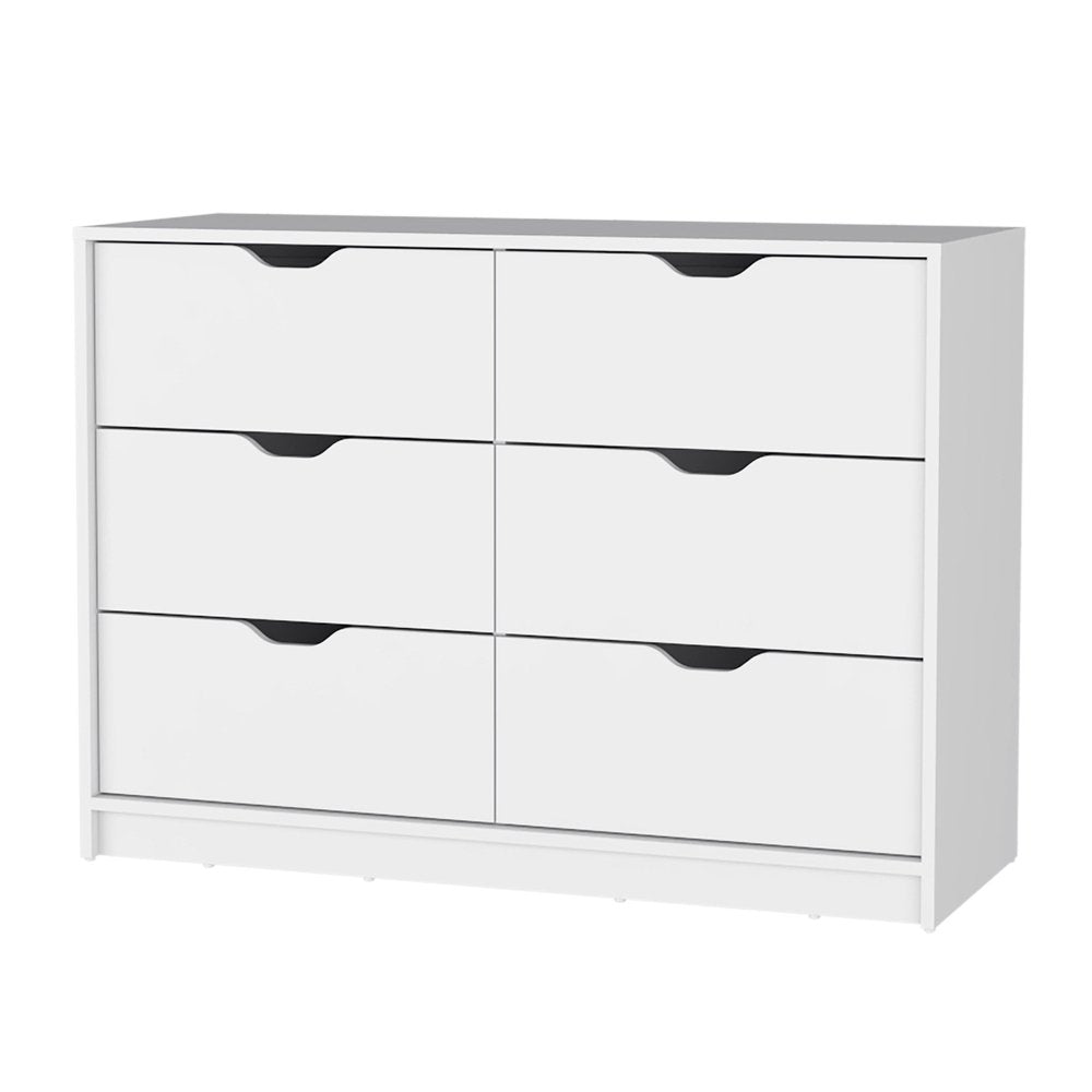 31" White Wood Two Door Four Drawer Combo Dresser