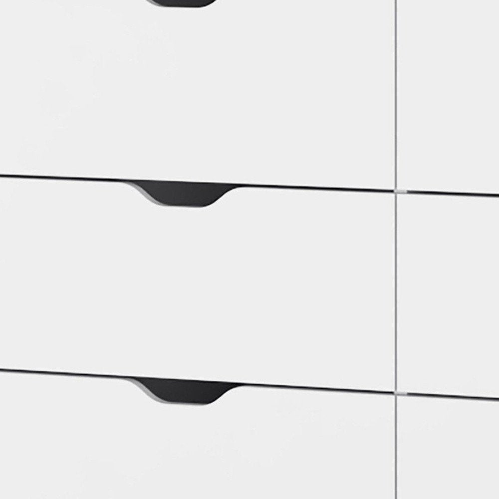 42" White Wood Six Drawer Double Dresser