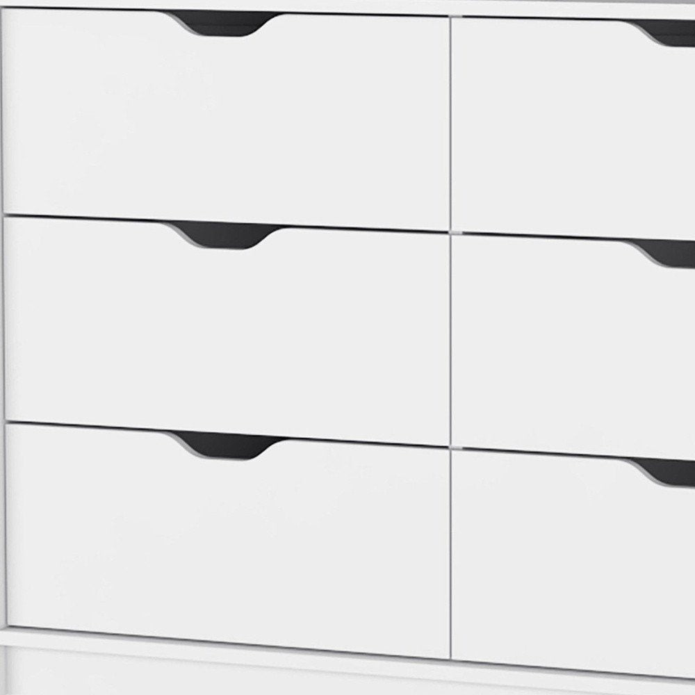 31" White Wood Two Door Four Drawer Combo Dresser
