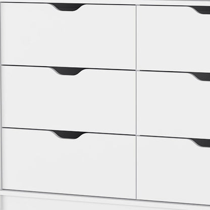 31" White Wood Two Door Four Drawer Combo Dresser