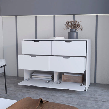 31" White Wood Two Door Four Drawer Combo Dresser