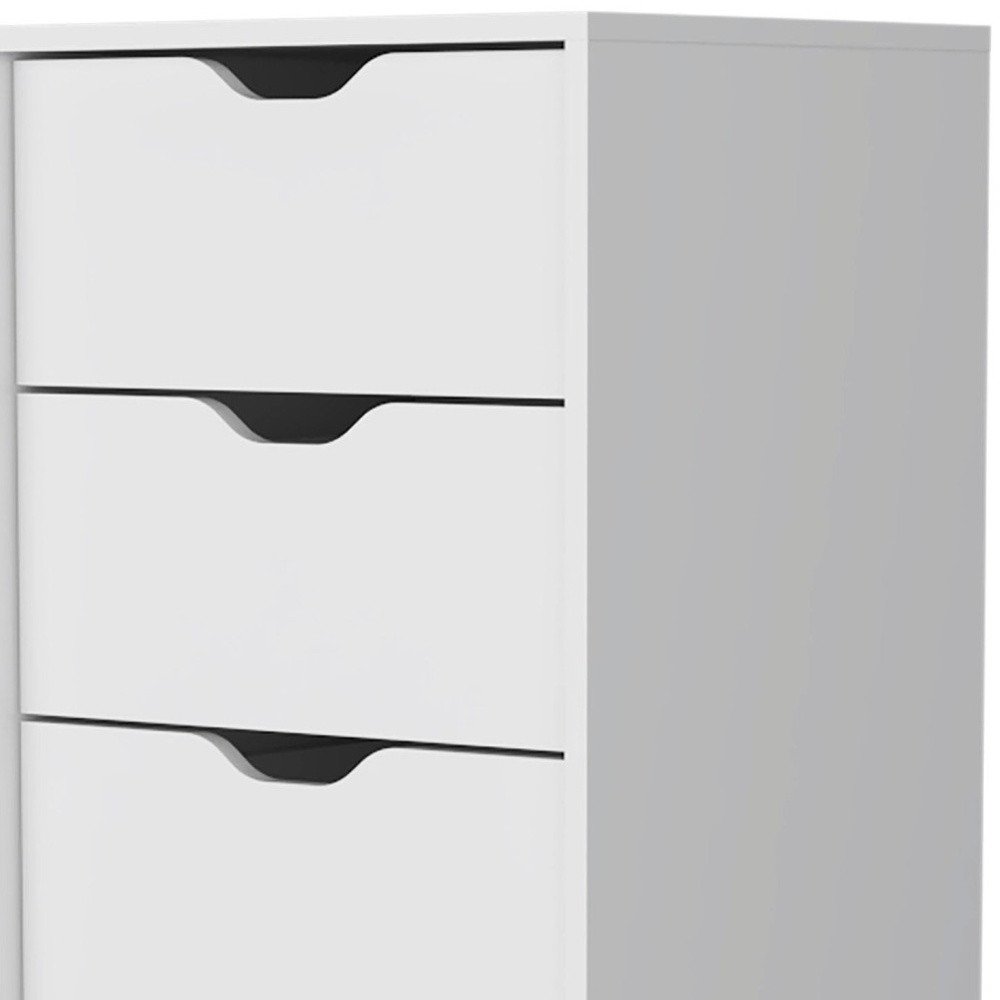 18" White Wood Five Drawer Dresser