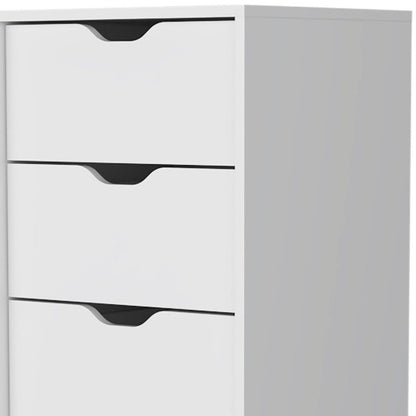 18" White Wood Five Drawer Dresser