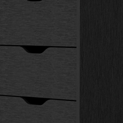 18" Black Manufactured Wood Five Drawer Narrow Dresser