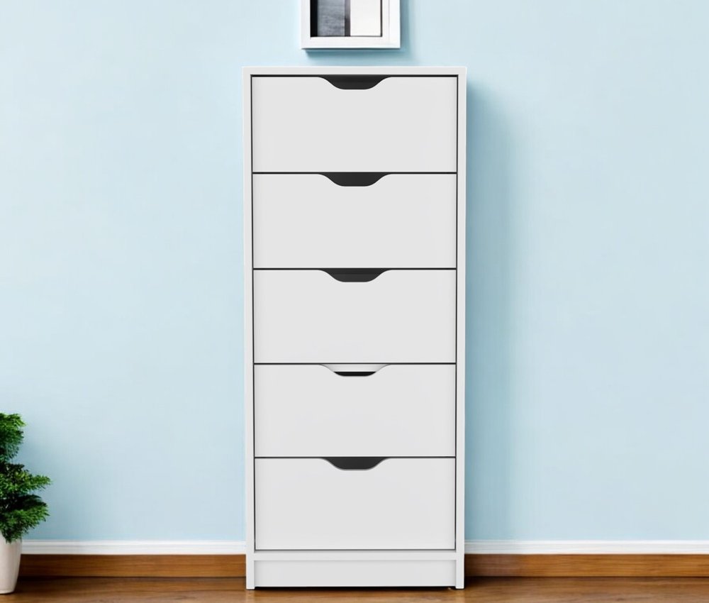 18" White Five Drawer Dresser