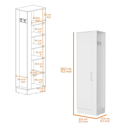 21" White Accent Cabinet With Six Shelves