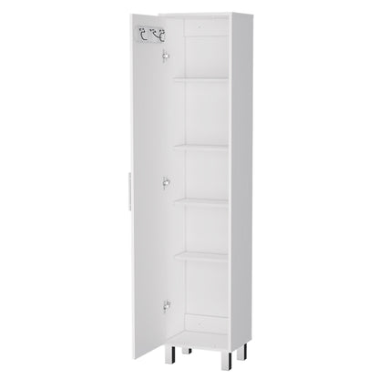 16" Silver And White Accent Cabinet With Five Shelves