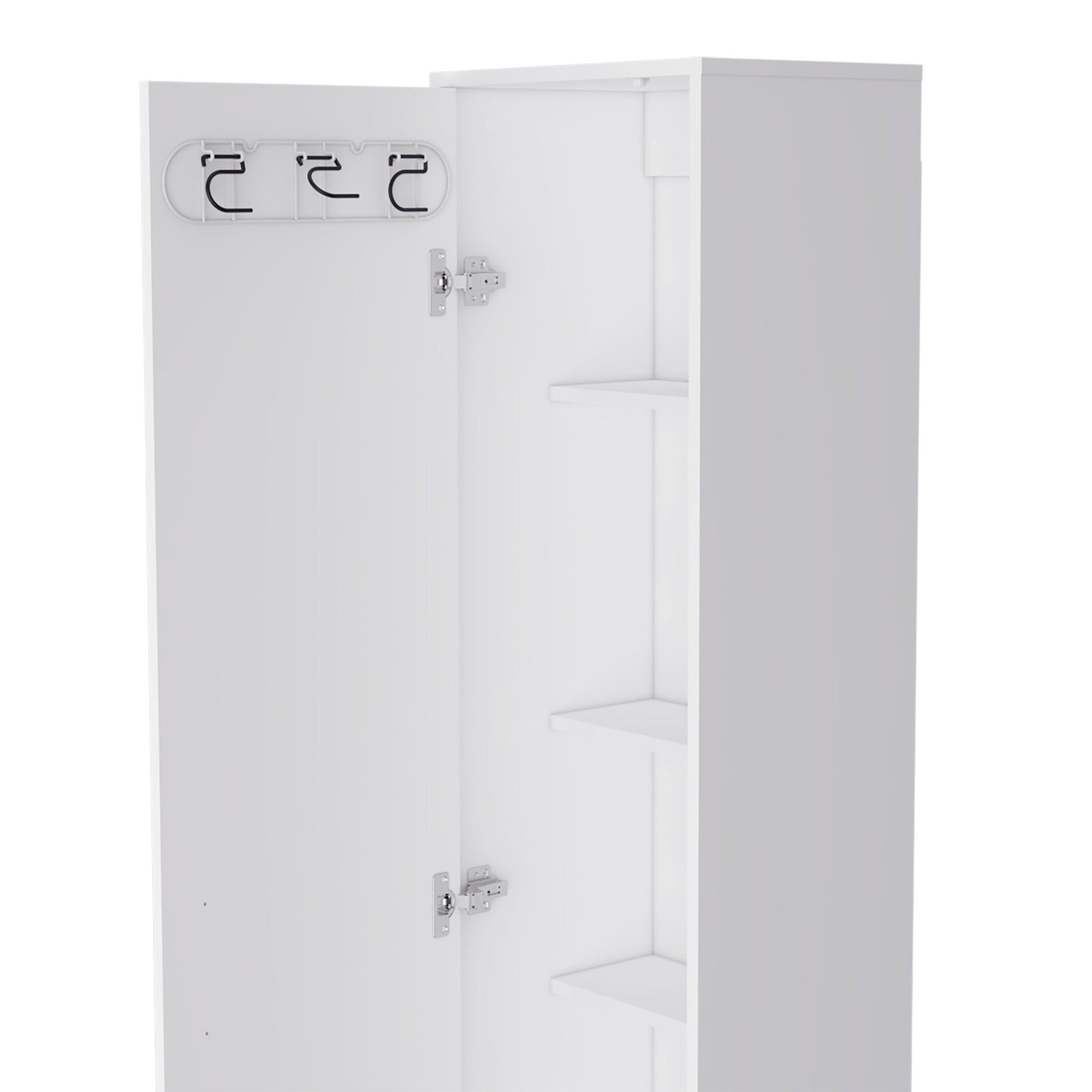 16" Silver And White Accent Cabinet With Five Shelves