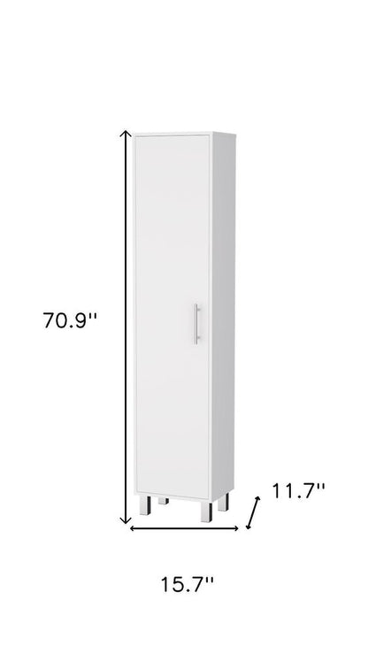 16" Silver And White Accent Cabinet With Five Shelves