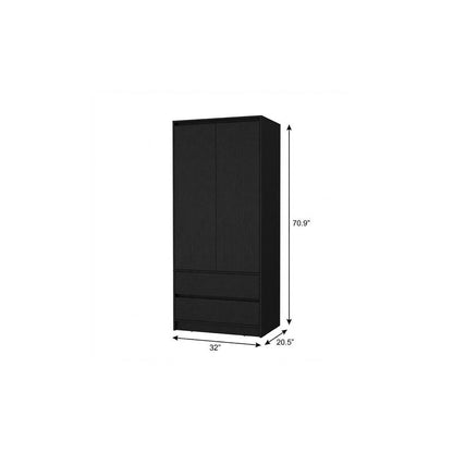 32" Black Accent Cabinet Soft Close With Multiple Shelves And Three Drawers