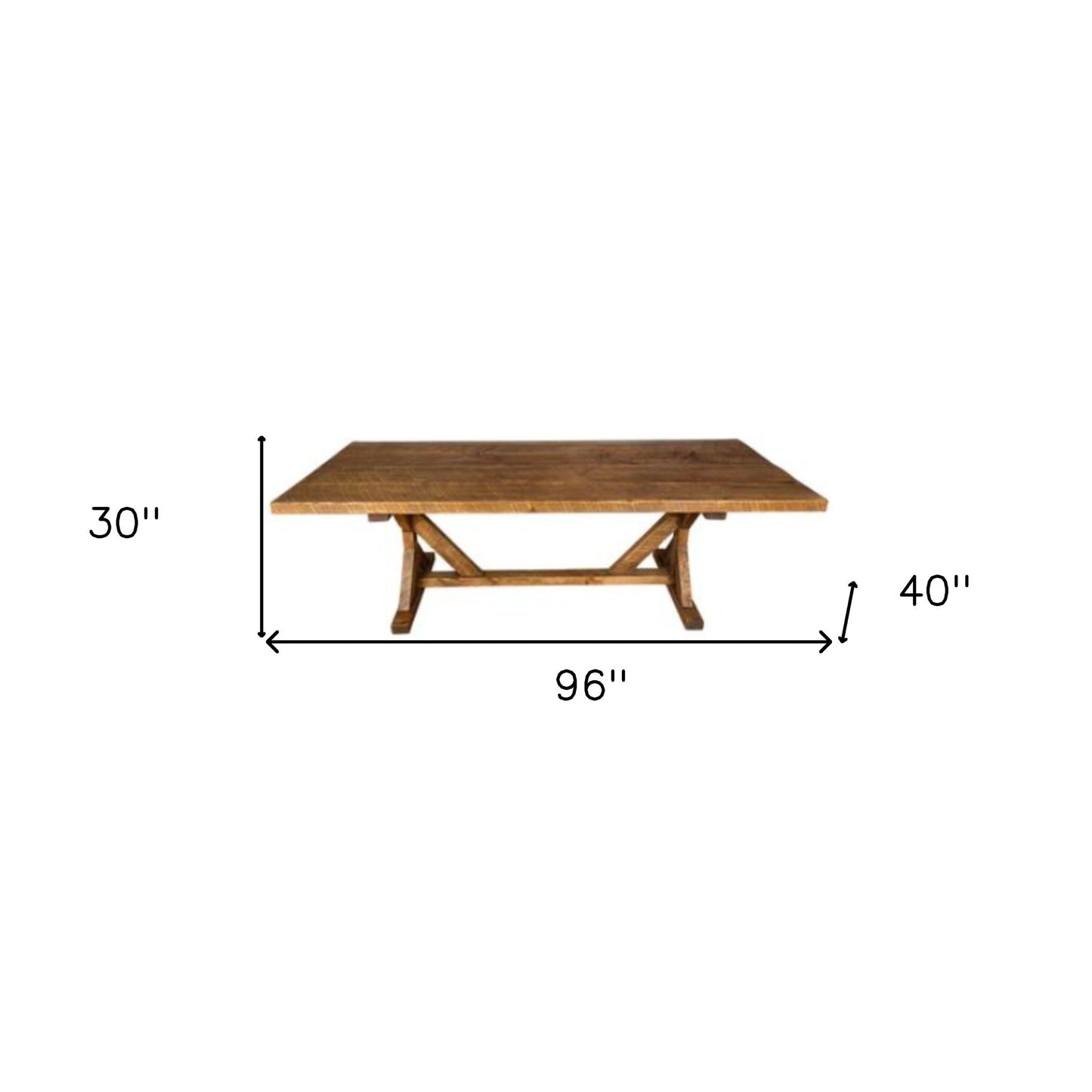 96" Brown Reclaimed Wood Trestle Base Dining Table