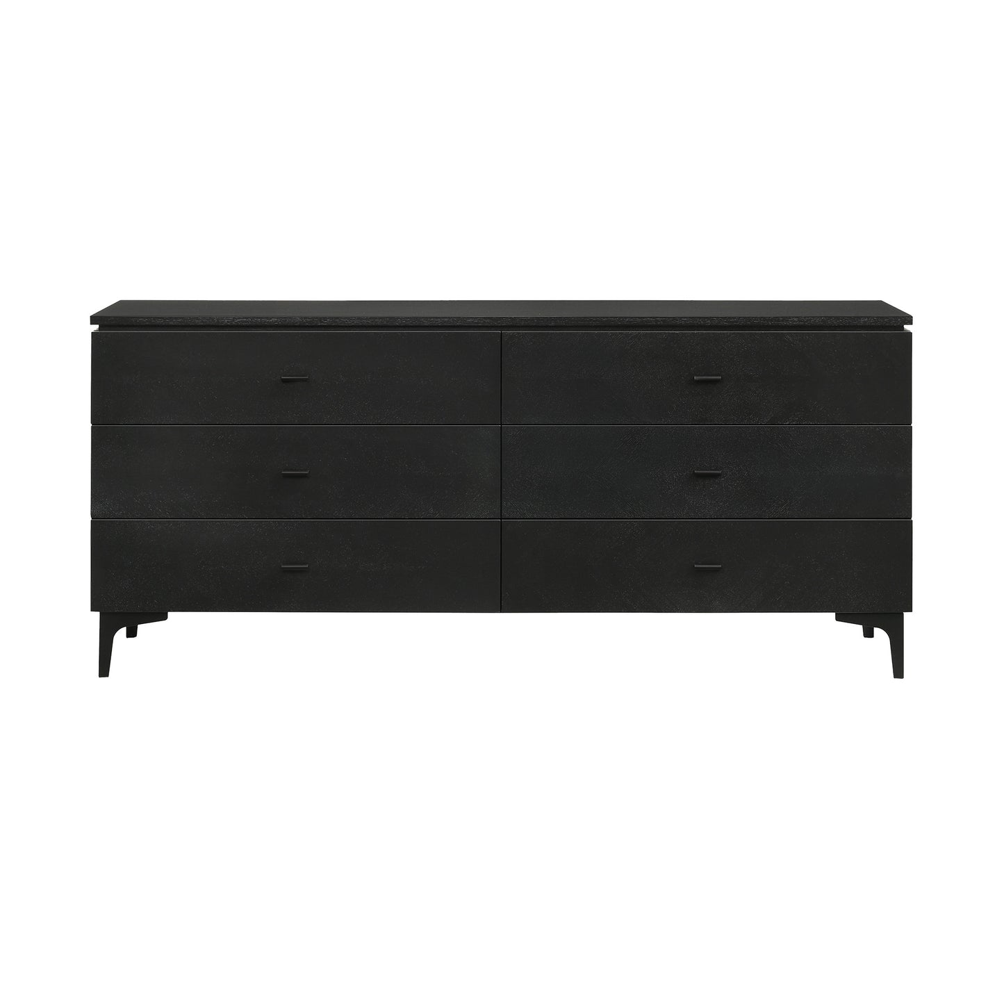 63" Black Six Drawer Double Dresser