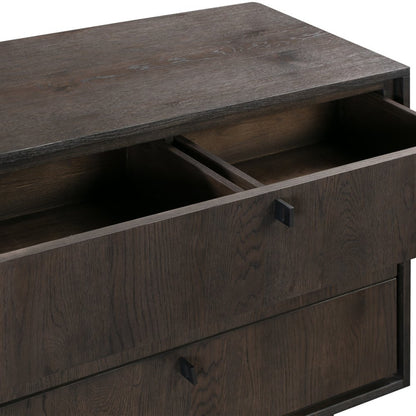38" Gray Solid Wood Three Drawer Combo Dresser