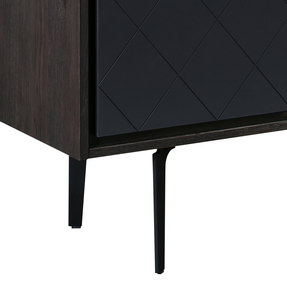 38" Charcoal Carved Geometric Solid Wood Three Drawer Combo Dresser