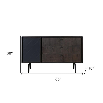 38" Gray Solid Wood Three Drawer Combo Dresser