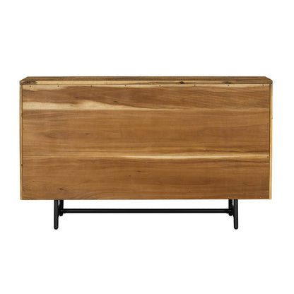 57" Brown And Black Solid Wood Six Drawer Double Dresser