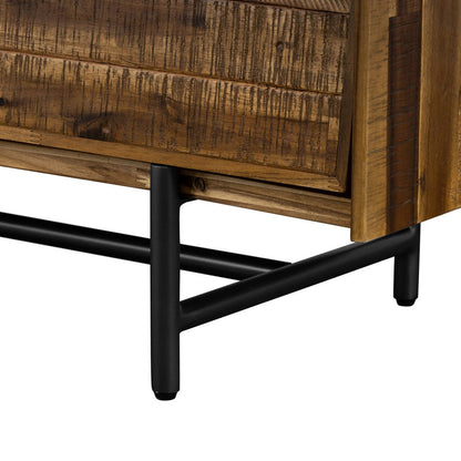 57" Brown And Black Solid Wood Six Drawer Double Dresser