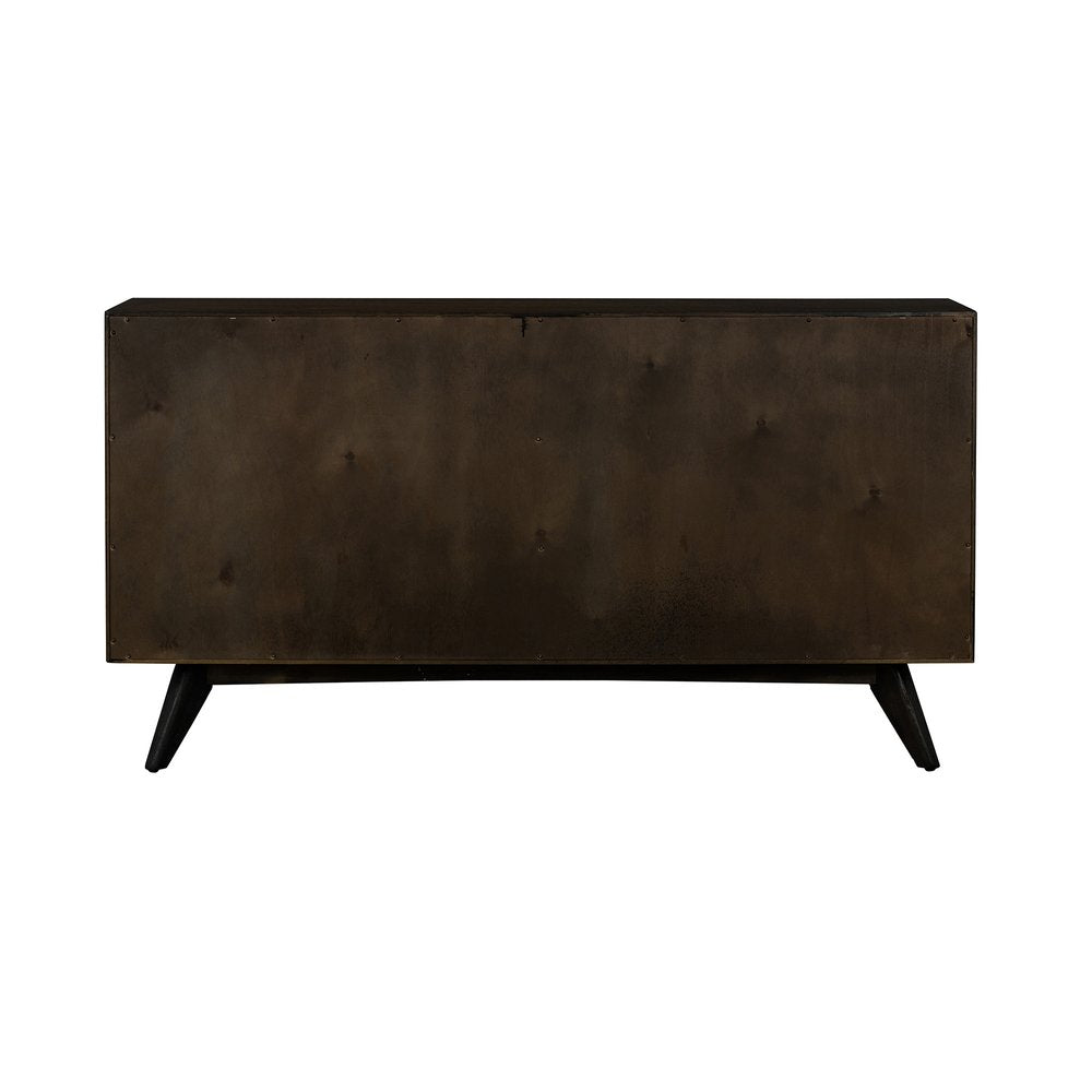 63" Dark Brown Solid Wood Six Drawer Dresser