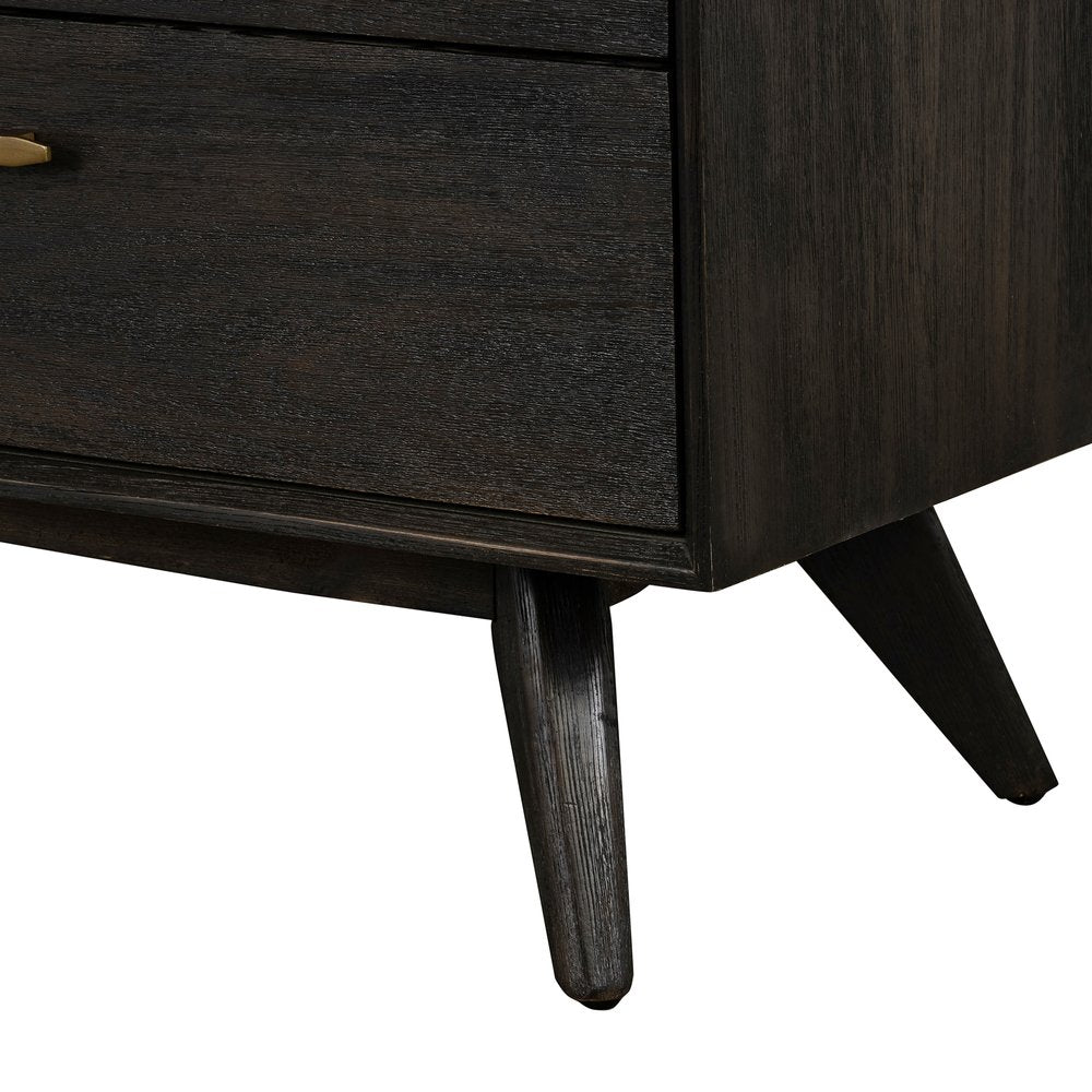 63" Dark Brown Solid Wood Six Drawer Dresser