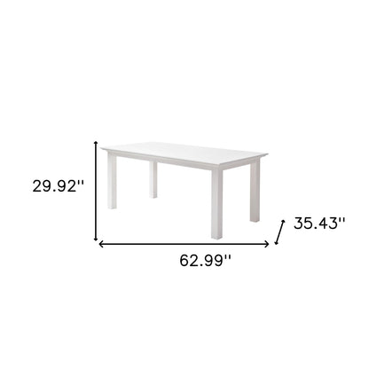 63" White Solid Wood Dining Table