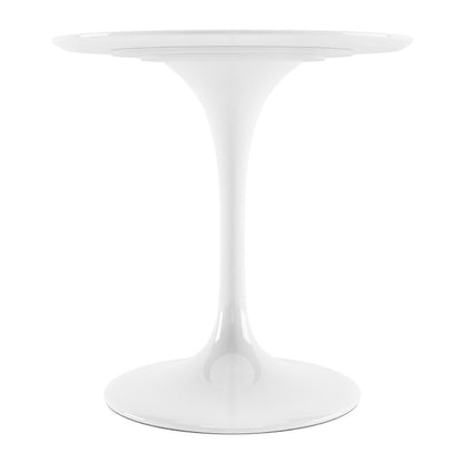32" White Rounded Fiberglass And Metal Pedestal Base Dining Table