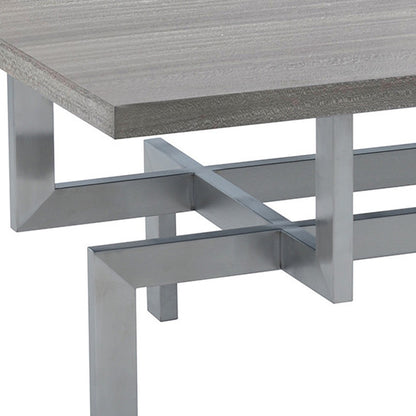 51" Gray And Silver Stainless Steel Coffee Table