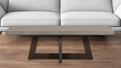 55" Gray And Brown Concrete And Solid Wood Coffee Table