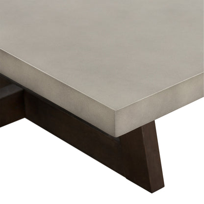 55" Gray And Brown Concrete And Solid Wood Coffee Table