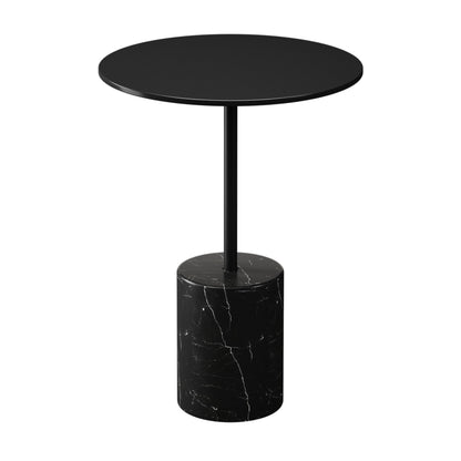 20" Black Steel And Marble Round End Table