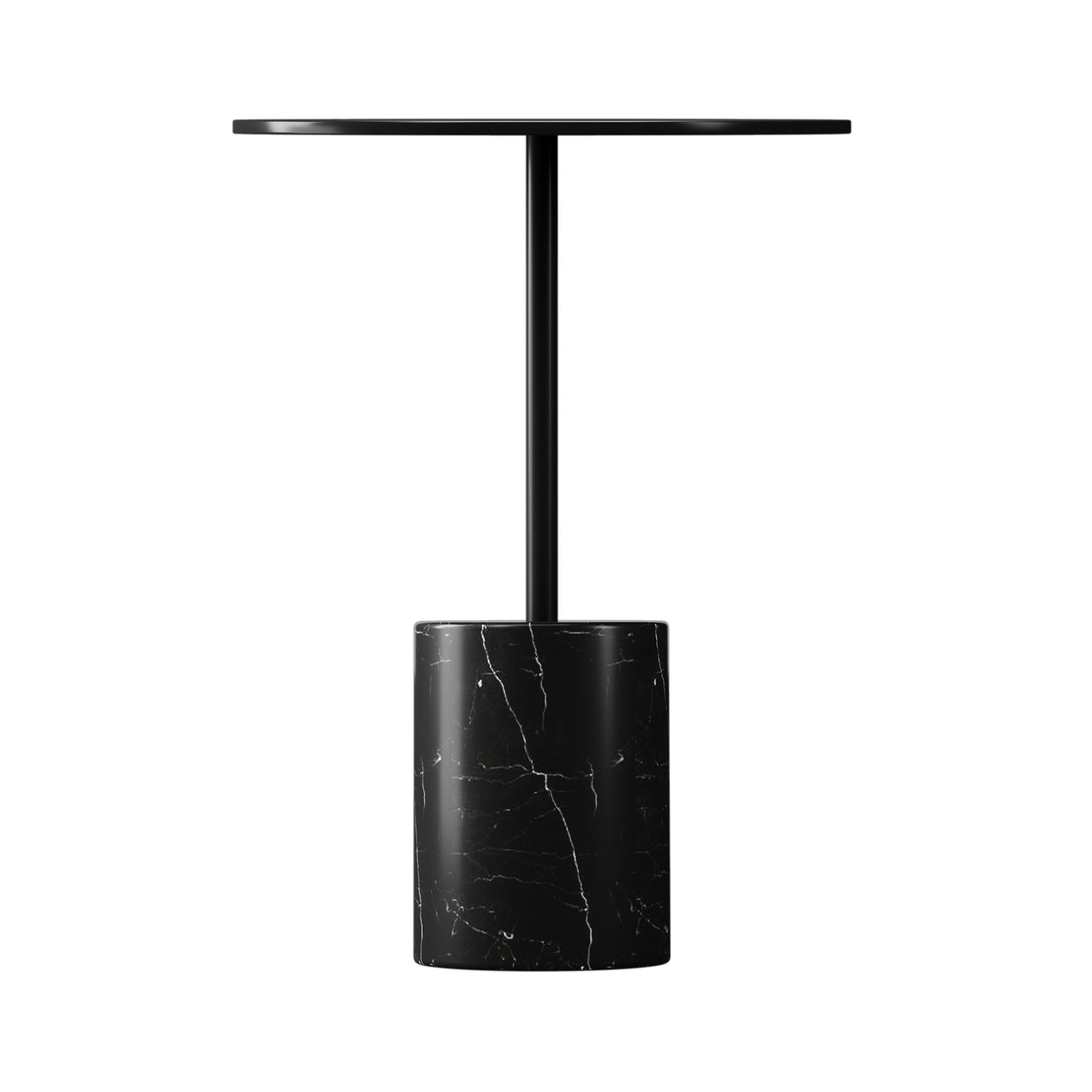 20" Black Steel And Marble Round End Table