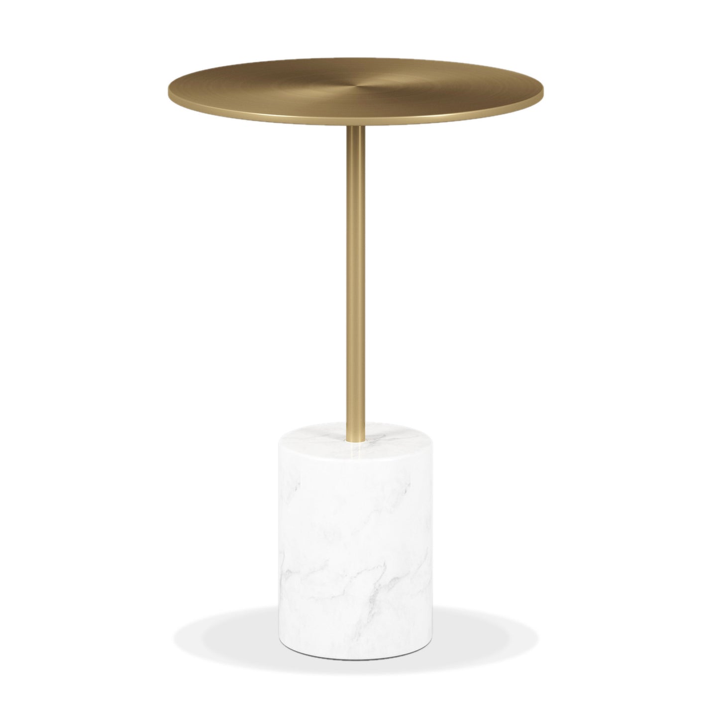 20" White And Gold Steel And Marble Round End Table