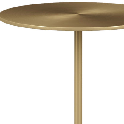 20" White And Gold Steel And Marble Round End Table