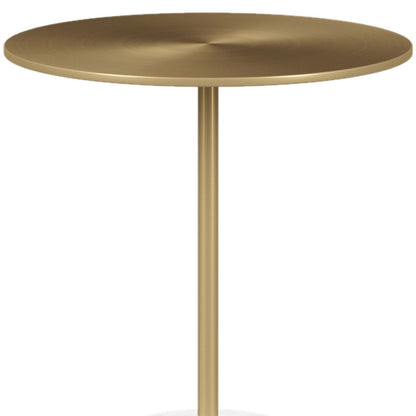 20" White And Gold Steel And Marble Round End Table