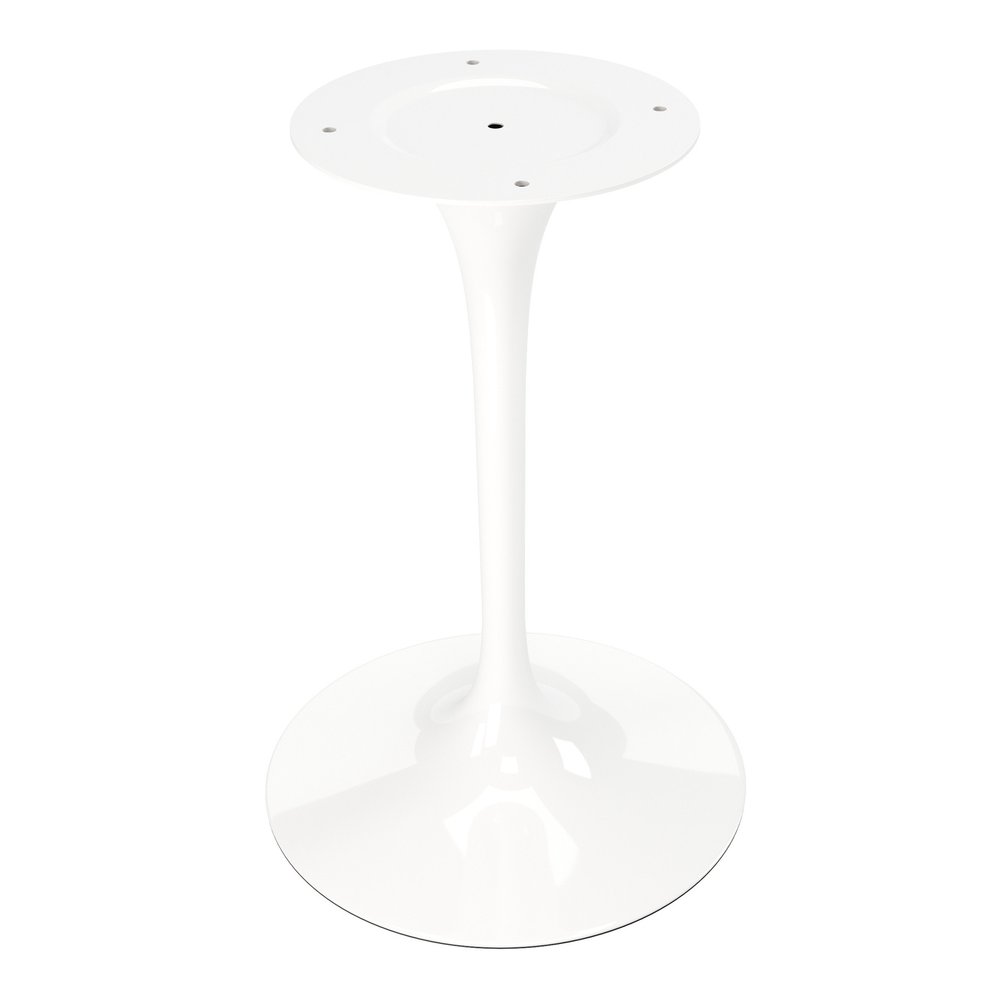 40" White Rounded Stone And Metal Pedestal Base Dining Table