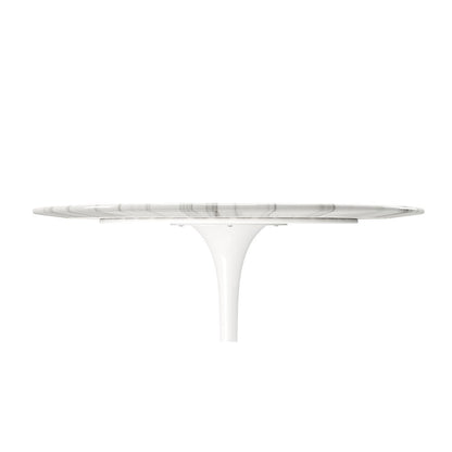 40" White Marble And Aluminum Pedestal Base Round Top Dining Table