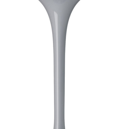 32" White And Gray Rounded Stone And Metal Pedestal Base Dining Table